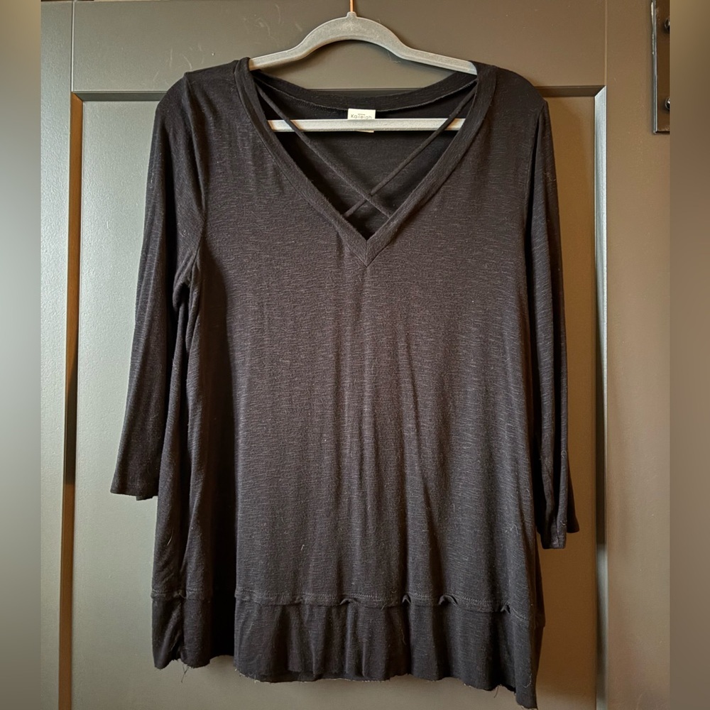 Kaileigh Black V-Neck Top
